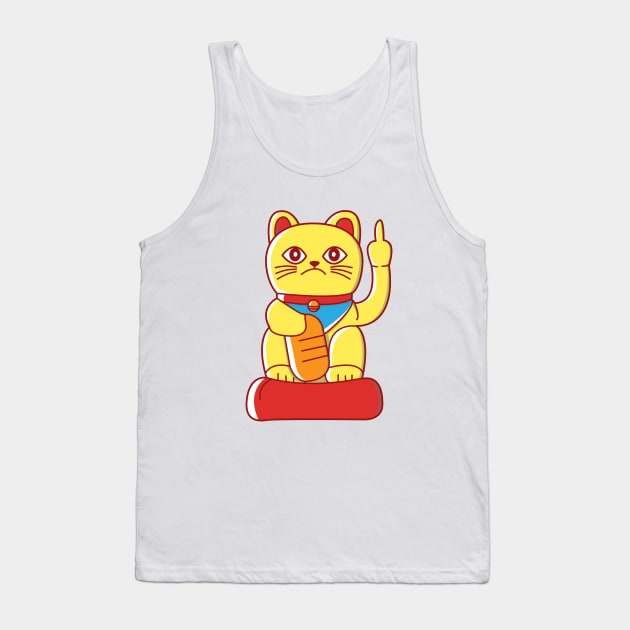 Middle Finger Mis-Fortune Cat Tank Top by dumbshirts